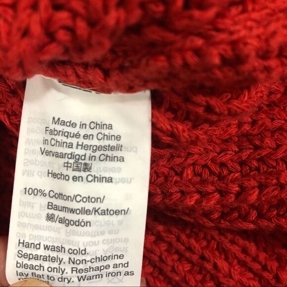 Madewell Pullover Sweater Womens Balloon Sleeve Red Fall Knit Cotton XXS - Picture 7 of 8